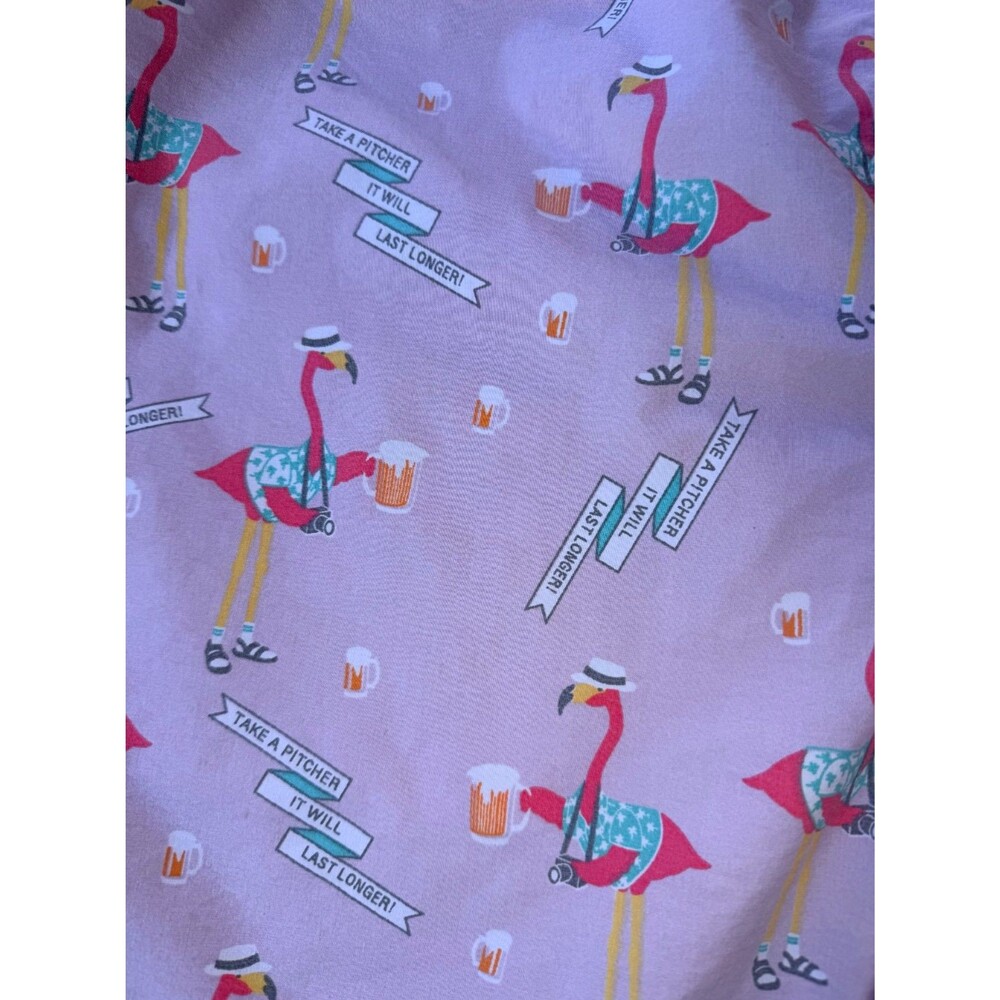 Party Pants Flamingo Beer Swim Trunks Pink Mens Drawstring Board Shorts Tropical